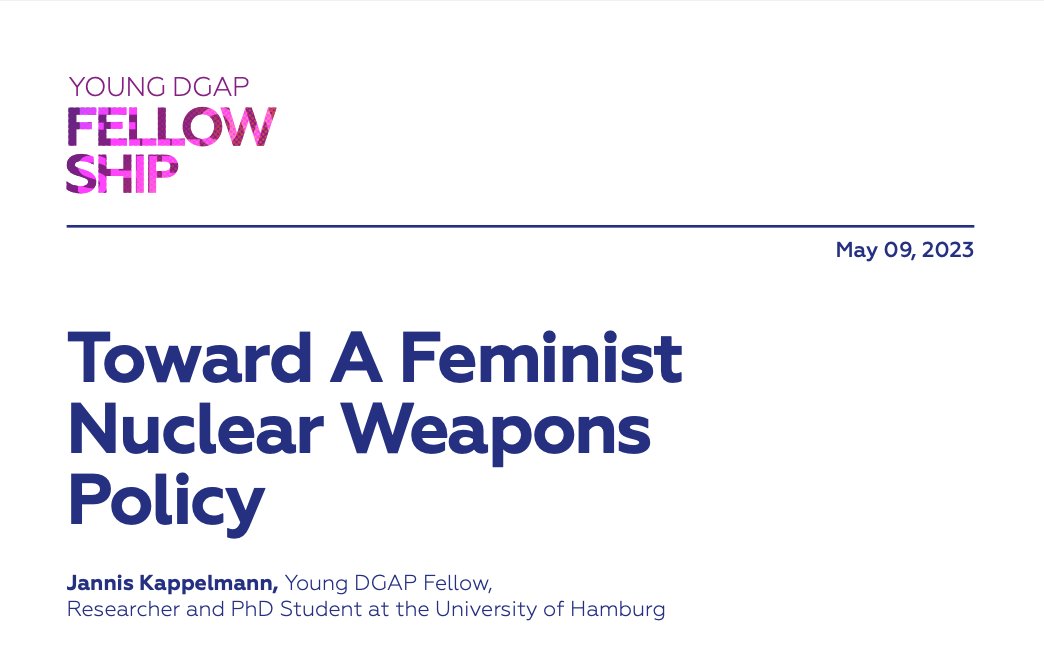 J_Kappelmann's tweet photo. In my new 🚨 @dgapev policy memo🚨,  I am attempting to outline how a Feminist Nuclear Weapons Policy might look like. I think the government should 1.) Further recognise that Feminism and nukes are connected, 2.) address nuclear colonialism and 3.) support nuclear disarmament.🧵 https://t.co/b1l3L8Jh38