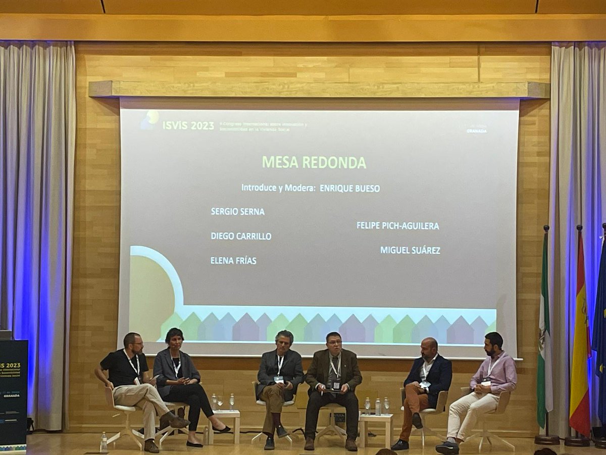 👥💬 Última mesa redonda del #ISVIS2023, moderada por Enrique Bueso de <a href="/avs_gestores/">AVS</a>:

🔹 <a href="/SernaTri/">Sergio Serna</a> (<a href="/TechfriendlyES/">TECH friendly</a>)
🔸Diego Carrillo <a href="/diegocarrillo_/">Diego Carrillo Messa</a> (<a href="/celobert_coop/">Celobert cooperativa</a>) 
🔹<a href="/LnaFrias/">Elena Frias</a> (<a href="/IETorroja/">Instituto E. Torroja</a>)
🔸Felipe Pich-Aguilera (<a href="/picharchitects/">Picharchitects/Pich-Aguilera</a>)
🔹 Miguel Suárez (<a href="/picharchitects/">Picharchitects/Pich-Aguilera</a>)