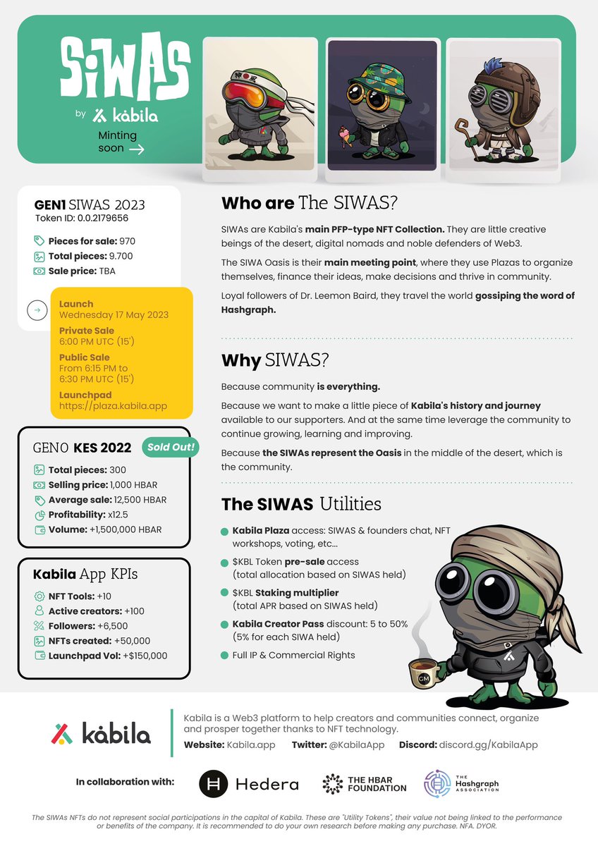 GIVEAWAY: 1 x SIWAs WL PASS 🎟️
Mint Day: May 17th

✅ Follow 
<a href="/KabilaApp/">Kabila</a> <a href="/HederaPixies/">HederaPixies| 112 supplies left drop 1</a>

✅ Like, Retweet &amp; Tag 3 frens

24h ⏳
#Hedera
#HederaNFT