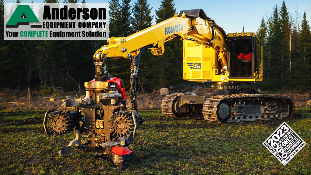 Come see the <a href="/komatsuconstrna/">Komatsu Construction North America</a>  XT430-5 Buncher and Tracked Harvester at NEFXPO.  We will be located outside in lots H9-H16 at the Cross Center in Bangor, Maine on May 19th and 20th.  #Komatsu #AndersonEquipment