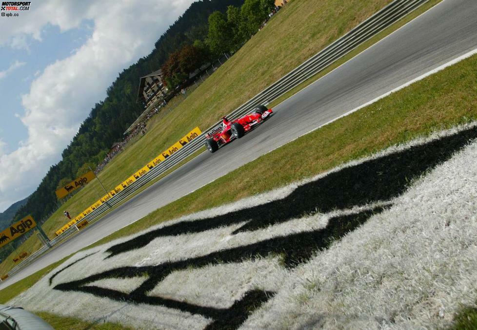 2003_f1's tweet photo. After 7 years and some memorable races, the days of the #A1Ring circuit at the feet of the wonderful Styrian mountains looked to be numbered. The 2003 #AustrianGP 🇦🇹 was meant to be the last GP on the old track in Zeltweg/Spielberg. Race winner M. Schumacher in Ferrari F2003-GA. https://t.co/4N769NoYWA