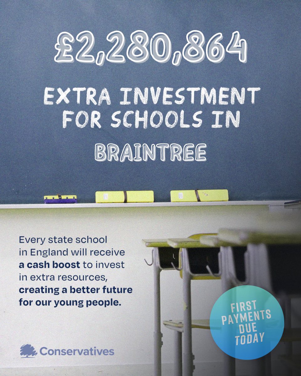 Govt announces additional funding for schools in Braintree District 😊
