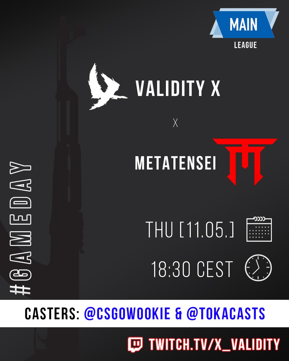 Heyoo! We pulled production team together for a game happening in just 40 minutes! 
vs. @TSIEsports 🔥
Watch together with <a href="/CsgoWookie/">WOOKIE</a> &amp; <a href="/TokaCasts/">Toka</a>  🍿 
On 📺 twitch.tv/x_validity
See  you guys in a bit! 😤