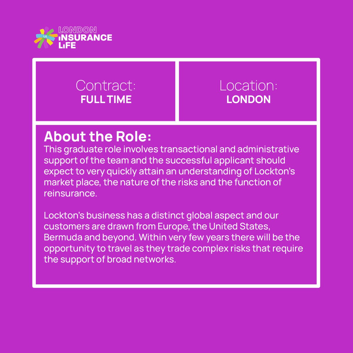 Calling all graduates!🔈

Lockton are looking for a Junior Broker. Applications are open! 

Head to our website and apply now. Link in bio.

#LondonInsuranceLife #LondonMarketGroup #LondonMakesItPossible #LloydsofLondon #Insurance #SpecialtyInsurance #SchoolLeaver #Graduate