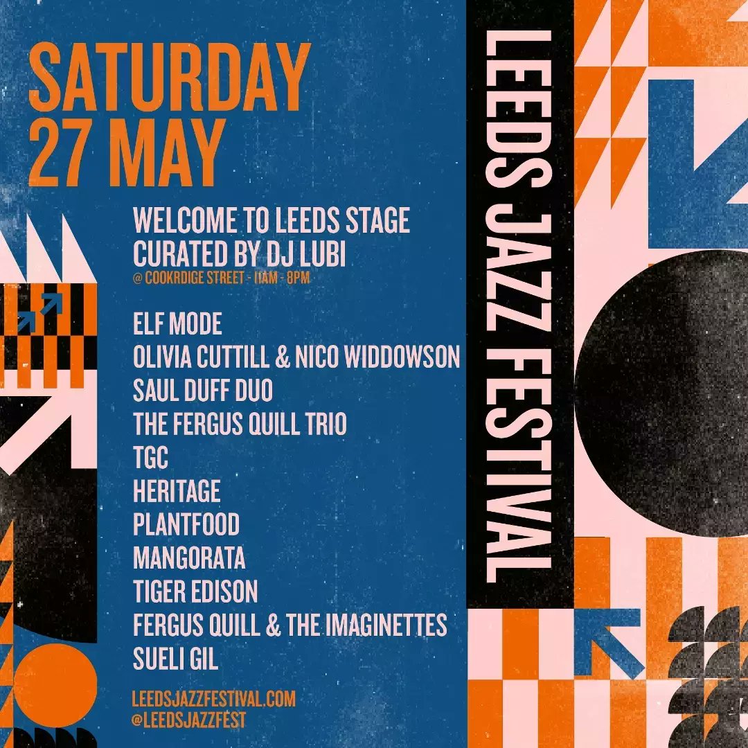 djlubi's tweet photo. I am curating & hosting the @WelcometoLeeds open air stage (Cookridge St) at @leedsjazzfest on Sat 27th May, 11am-8pm, 11 acts from the buzzing Leeds DIY jazz scene. Entry is FREE #leedsjazzfestival #welcometoleeds #openairstage #Sat27thMay #LubiFest #jazz #jazzplus #freeentry https://t.co/Ic3mmMGyIZ