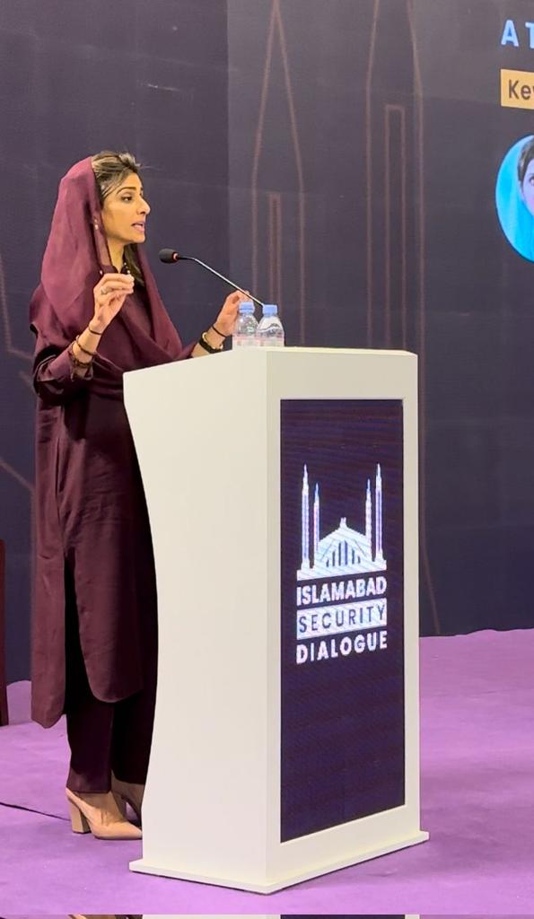 IsbDialogue's tweet image. Minister of State for Foreign Affairs, Ms. Hina Rabbani Khar is delivering her keynote address on the Second day of the Islamabad Security Dialogue 2023.

#ISD2023 #IsbDialogue