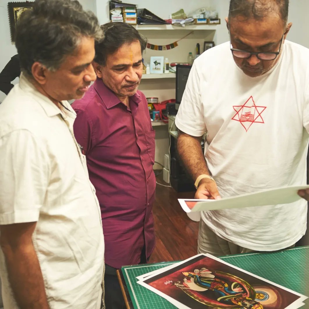 Some images from our print studio! 

Artist keshav, print proofing and checking out the colour gamuts and tonal variation in various test prints with 310 gsm archival papers and canvas. 

To order your prints visit krishnafortoday.com 

#krishnafortoday #fineartprints