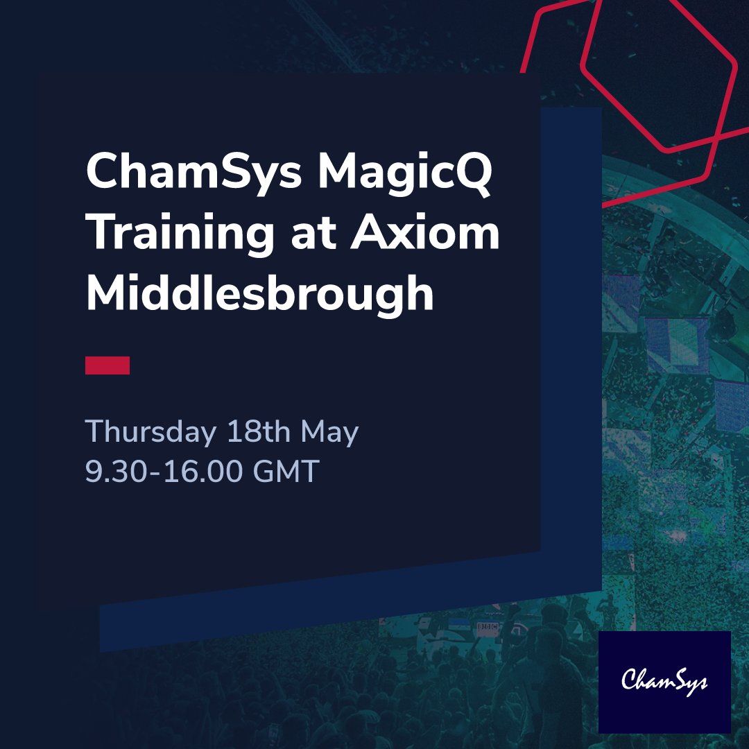 Axiom are excited to be hosting a <a href="/ChamSysLtd/">ChamSys Ltd</a> basic MagicQ training session at our warehouse in Middlesbrough on 18th May 2023 9.30-16.00 GMT.

To book onto this course or for more information please follow the link below. eventbrite.co.uk/e/1-day-basic-…