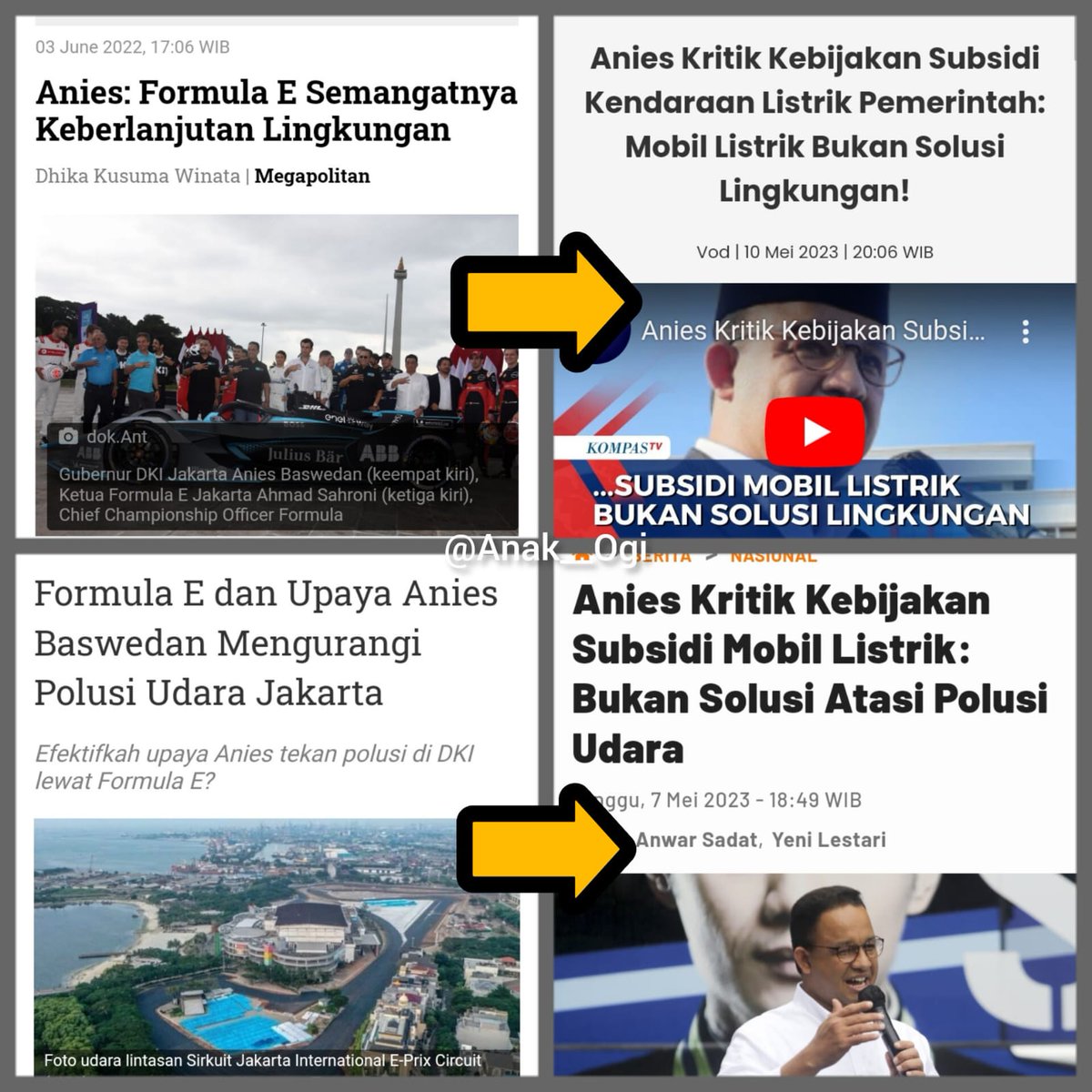 ch_chotimah2's tweet photo. Kok sikapnya bisa beda begini ya antara balapan asing dan kebijakan negaranya sendiri padahal sama2 terkait kendaraan listrik.

Nies @aniesbaswedan knp kamu sangat benci pemerintah saat ini pdhl mereka sdh bantu kamu membangun Jakarta salah satunya JIS dgn memberi utang? https://t.co/igQm9cz94h