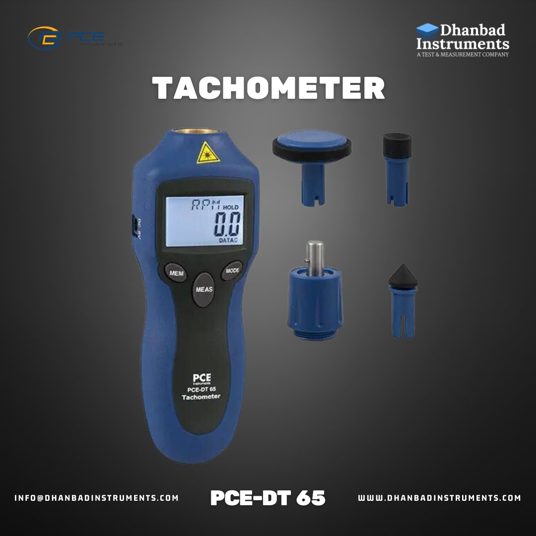DhanbadLab's tweet photo. Check out the PCE-DT 65 Digital #Tachometer from https://t.co/96MY1V5Tb2 This versatile handheld device measures speed, surface speed, number of revolutions, frequency, and length. Perfect for measuring rotating parts on machines, motors, conveyor belts and more #MeasurementTools https://t.co/HLOld1WnzI