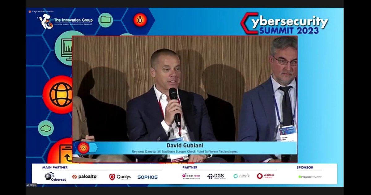 La #threatintelligence non è solo una questione tecnologica: è una questione di mindset, di cultura e in un mondo ideale l'aspetto tecnologico dovrebbe essere messo a fattor comune a livello globale

<a href="/davidreally/">DG</a> Regional Director SE Southern Europe <a href="/CheckPointItaly/">Check Point Italia</a>

#TIGcybersec