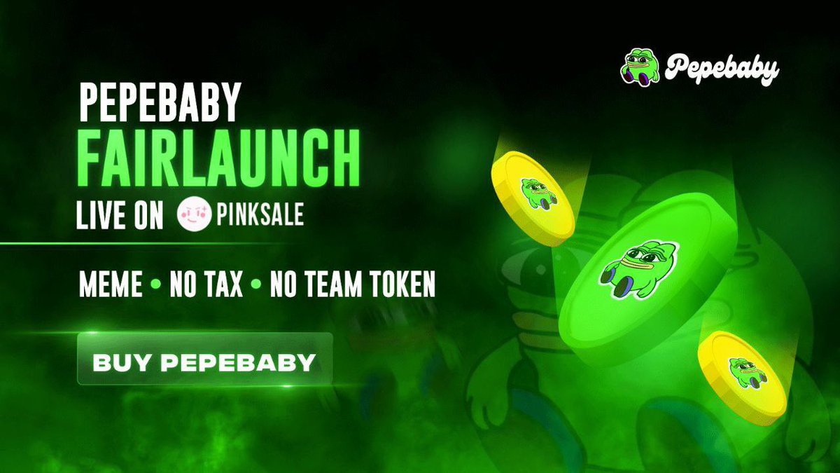DaCryptoGems's tweet photo. There are a few hours left before the presale end 👇

@PepebabyGlobal

They raised over 350 BNB so far. 

✔️ SAFU, AUDIT, KYC
✔️ 0 tax token 
✔️ No team tokens. 

They have the same ambition as $PEPE 

🌸: https://t.co/ERvWiN3H9r

💬: https://t.co/SrjU2TSLM9

🌐: https://t.co/RWkR6FjBdm