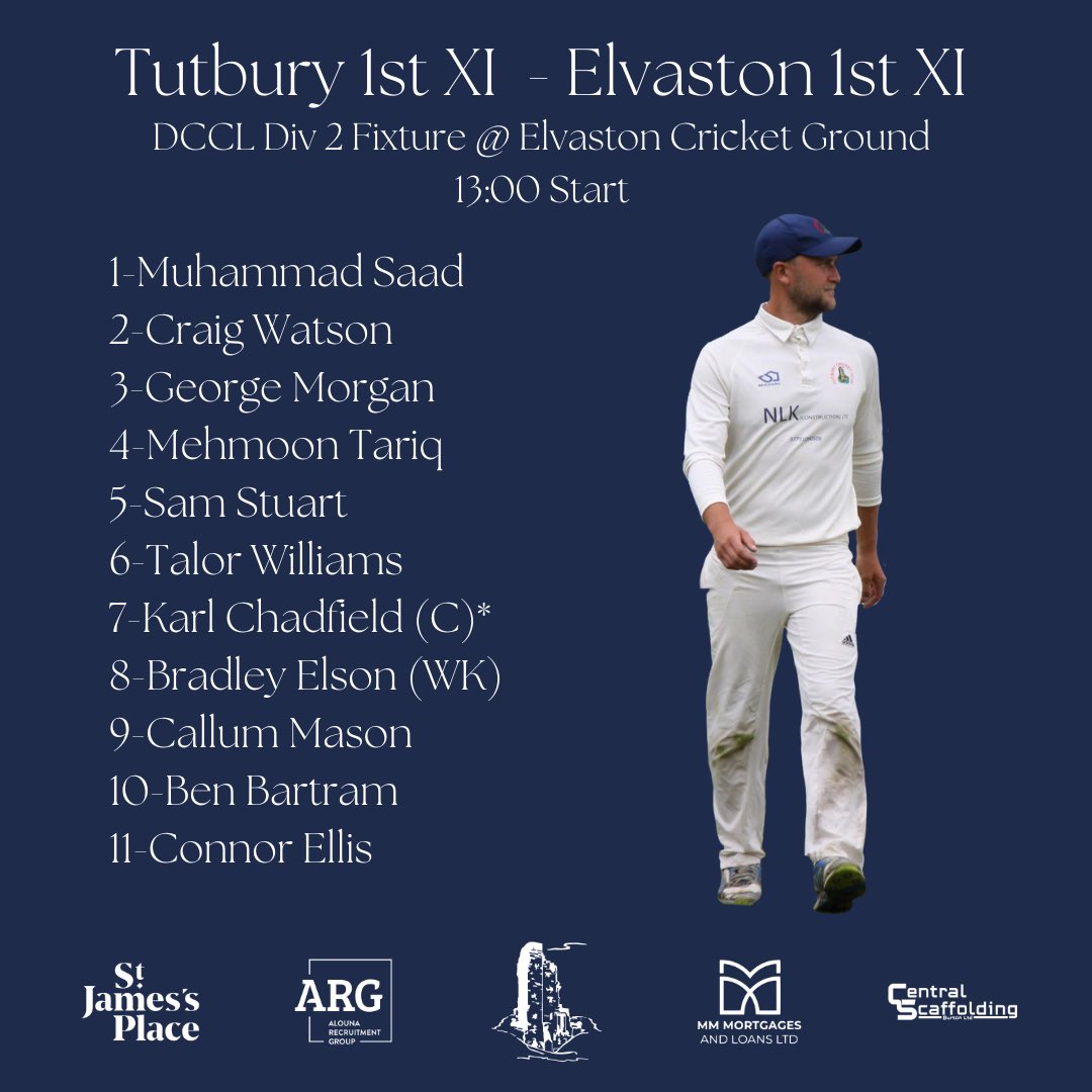 Our 1st XI Visit <a href="/ElvastonCC/">ElvastonCricketClub</a> this week hoping to keep the winning streak going. 2 Changes see Ben Bartram and Connor Ellis come in.🏏