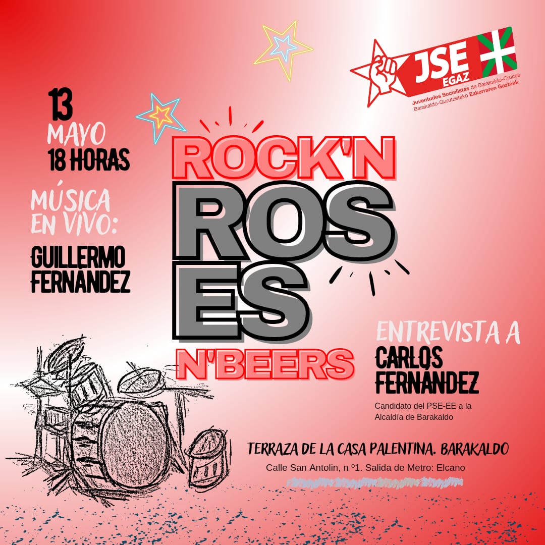 JSBarakaldo's tweet photo. Nos vemos el sábado a las 18h en la Terraza de la Casa Palentina 🌹✊🏻

🗣️ Hablaremos con @carlosfebaraka
candidato del PSE-EE a la alcaldía de Barakaldo. 

Habrá música en vivo, cervezas y (mucho) socialismo ‼️🍻 https://t.co/BPz7GhmkLM