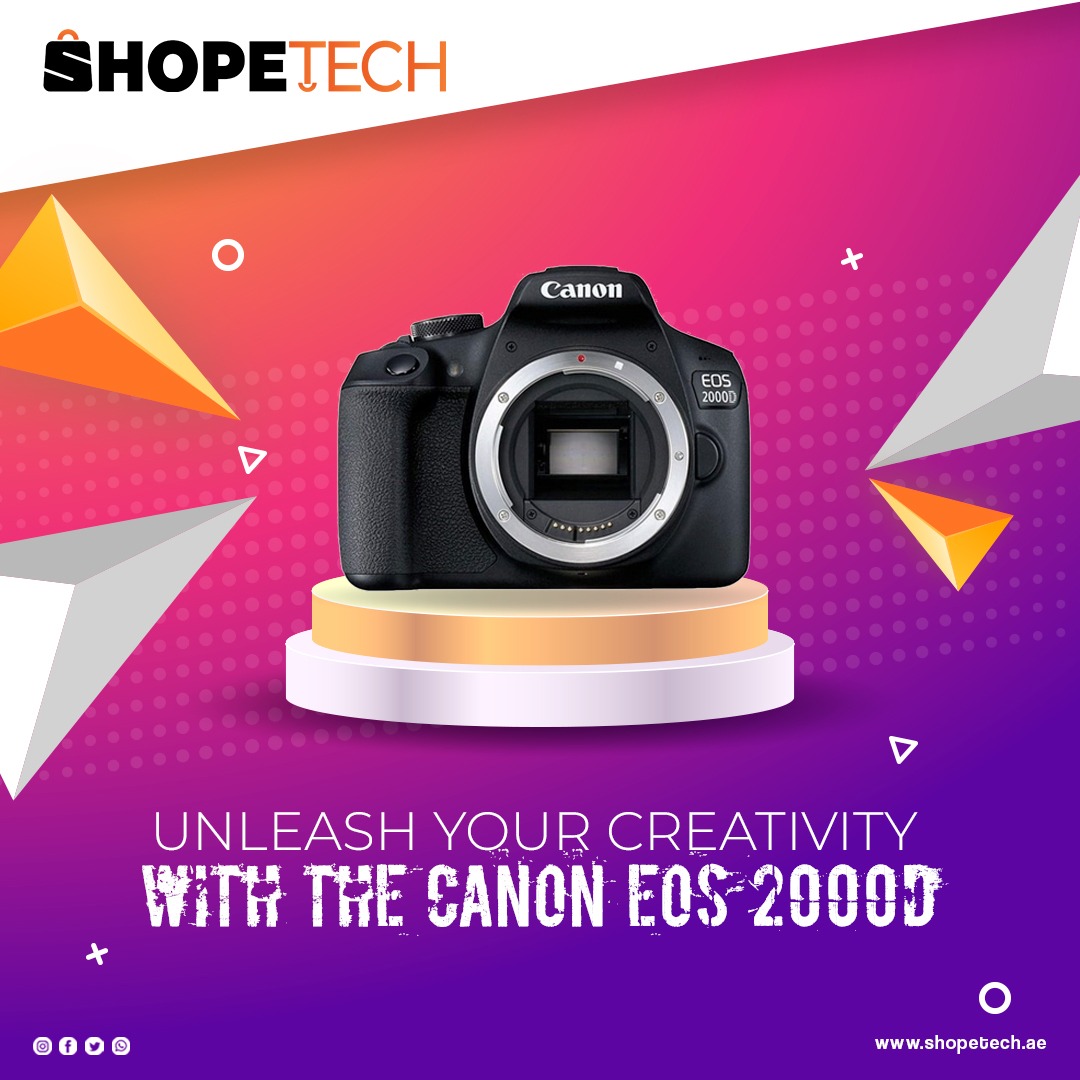 shopetech_'s tweet image. Unleash Your Creativity with the Canon EOS 2000D - Your Perfect Companion for Memorable Shots! 📸📷 #shopetech #canon #EOS2000D