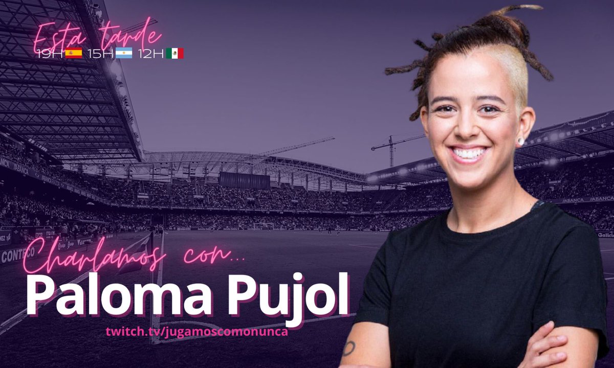 🤟🏽⚽️Esta tarde estaremos bien acompañados por Paloma Pujol (<a href="/freestyle_smile/">Paloma Pujol Mayo</a>)

Hablaremos de fútbol #freestyle, su infancia en Mexico, actuaciones en el Wanda Metropolitano, spots publicitarios...

¡Nos vemos a las 19h!😜

twitch.tv/jugamoscomonun…
twitch.tv/jugamoscomonun…