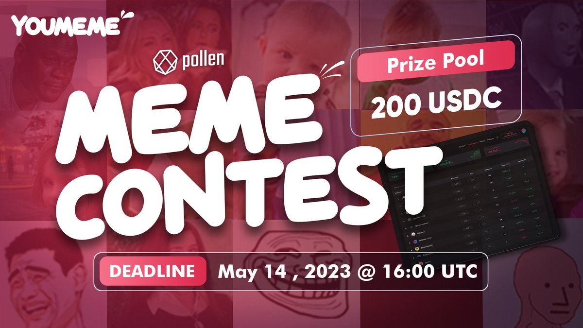 PollenDeFi's tweet photo. Pollen X @YouMemeWorld $200 meme contest is on π₯
You still have a lot of time to participate & be one of the winners to share the prize π
The theme is #DYOR! π
Hint: think about our #Chartology πand Asset Highlight series.
Place your entry π
https://t.co/tYXkHaUhA8 https://t.co/zof7BVwXCg
