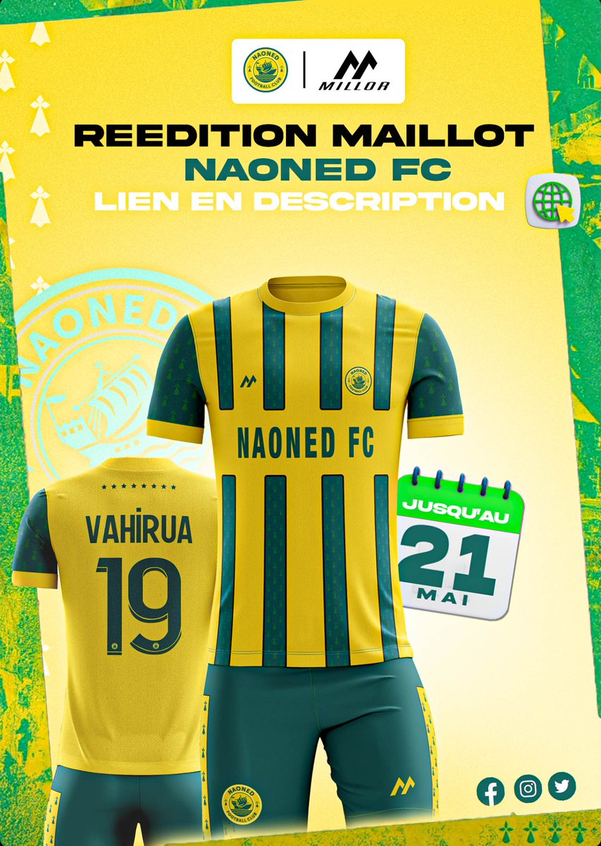 millorsport's tweet photo. Vous l'attendiez ? Le revoici ! Millor relance une vente de son maillot du Naoned FC ! Commandez au plus vite votre tunique de la fierté de la Bretagne🔰

Commandes et paiement via ce lien jusqu'au 21 mai !

https://t.co/BQTO93O6zJ

Logo by @EdLeFreestylo 

#millor #nantes https://t.co/QGE6U86oAX
