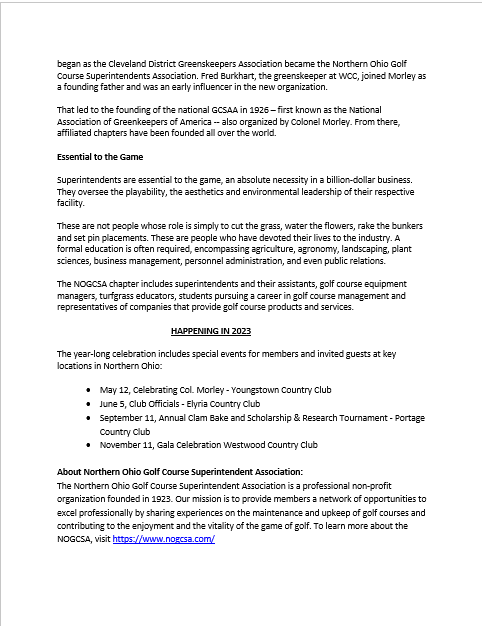 Tomorrow marks 100 years to the day since the NOGCSA was founded. We kick off our centennial year with our first meeting at Youngstown CC tomorrow! We hope to see you there! #nogcsa100