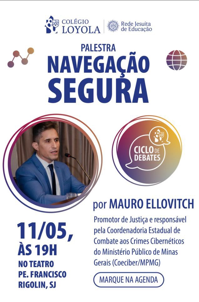 mauro_ellovitch's tweet image. Hoje vamos bater um papo no @colegioloyolabh sobre como os pais podem prevenir riscos a crianças e adolescentes na internet. Aguardo vocês #crimescibernéticos #mpmg #GAECIBER