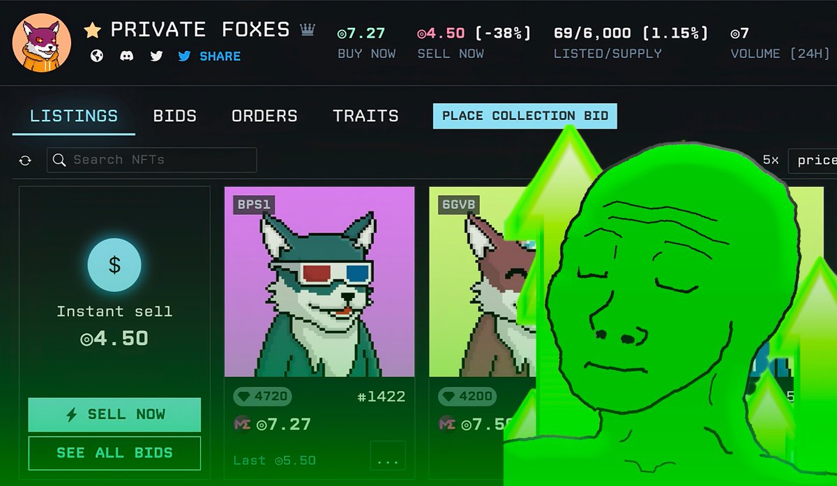 Gm to absolutely everyone 🦊 

Check floor - Good floor 🤌 
69 listings for the culture 😤