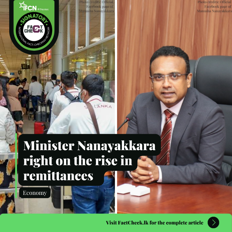 factchecklka's tweet photo. Minister @nanayakkara77 claims that foreign #WorkerRemittances are on the rise in 2023 compared to 2022! 📈💼💵
Swipe ◀️ to find out why he is right!
👉 Read the full fact-check: https://t.co/2APDPeMVWe
#SriLanka #Economy #FactCheckLK