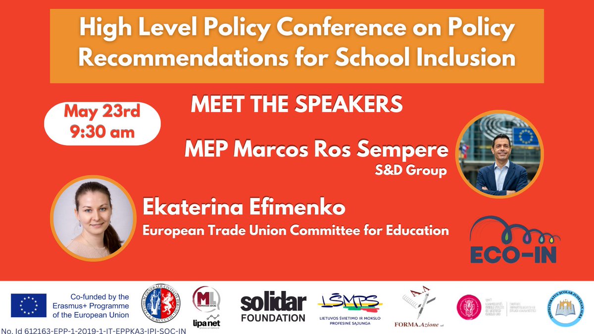 Solidar_EU's tweet photo. 📣SOLIDAR Foundation is organizing a High Level Policy Conference on School Inclusion!  
It will gather a wide range of stakeholders in education and training at EU level
🗓️23rd May 2023 at 9:30 CET, in Brussels and online  
🔗 https://t.co/eMMCuf7kGQ https://t.co/dKlam6fUwL