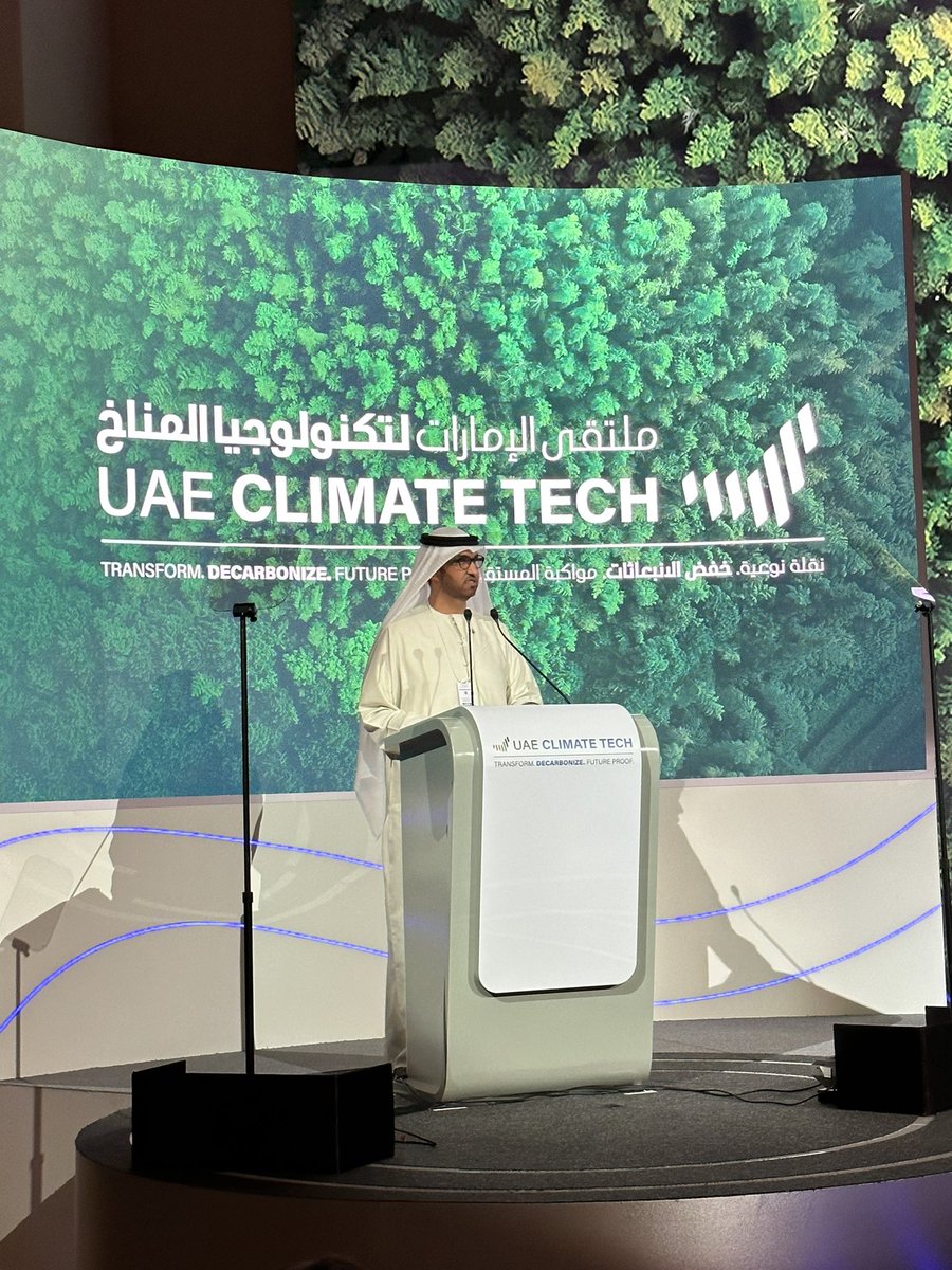 Great key note speech by <a href="/COP28_UAE/">COP28 UAE</a> President designate HE Dr Sultan at the UAE climate tech, we need breakthrough solutions, and the single most critical source of these solutions is technology