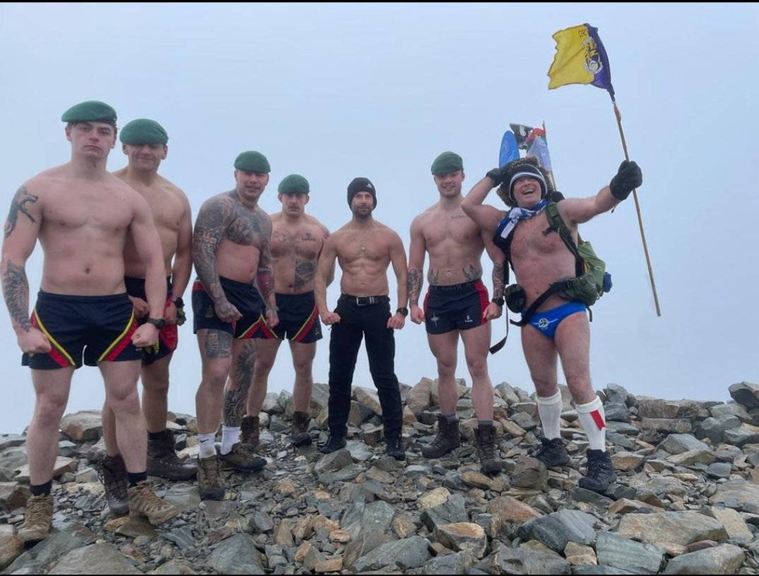 speedomick's tweet photo. One of the highlights of my challenge was to have the @RoyalMarines #Xraycompany #45commando join me as I stomped up #scafellpike.
I was spoted by Doyley taking on #BenNevis in Jan in me knickers with the temp at -18 so they came to stomp with me.
What an honour and a privilege https://t.co/xA08QWlFwv
