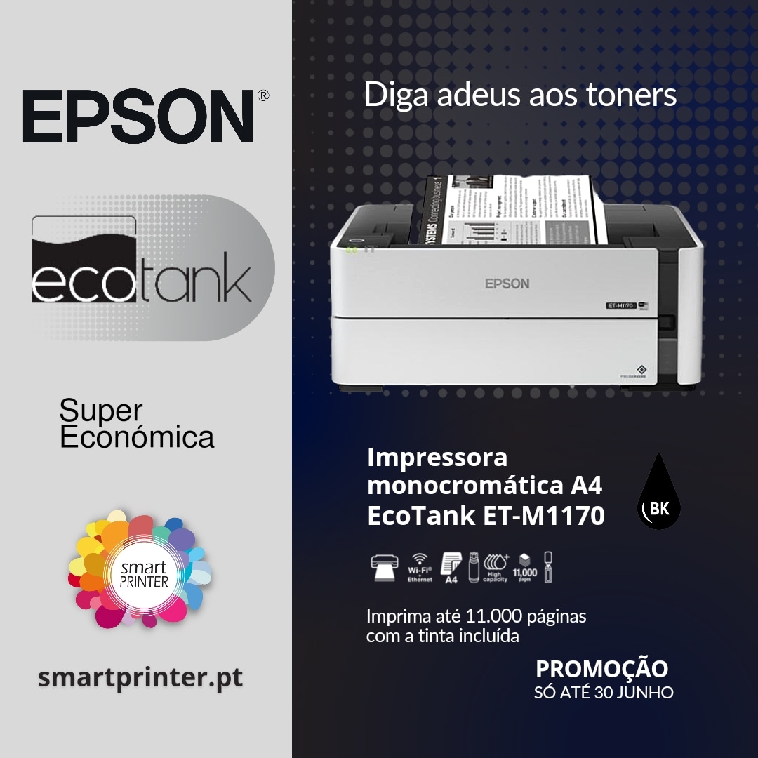 smart_printer's tweet photo. Diga adeus aos toners 👋
Epson EcoTank ET-M1170 monocromáticas.
Imprima até 11.000 páginas com a tinta incluída. 😯
Aproveite já o super desconto até 30 de junho 🤑
https://t.co/W5gsdchyKB
#smartprinter #smartprinterpt #gaiashopping #vilanovadegaia #epson #ecotank #superecotank https://t.co/7lOV3RgFNt