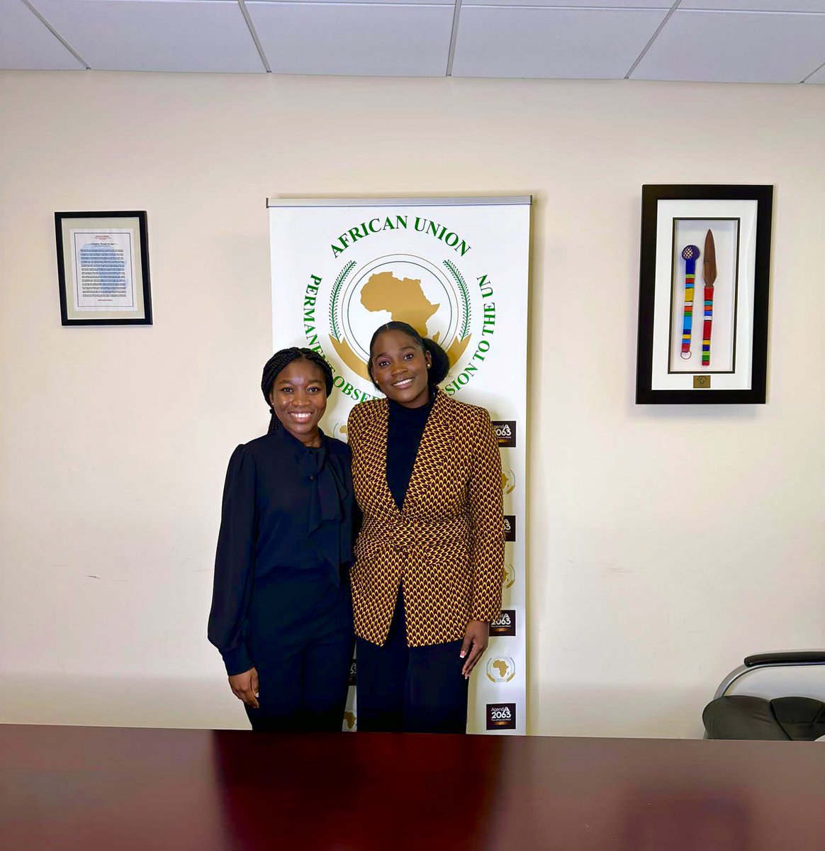 cy_chigwenya's tweet photo. I am grateful to the African Union’s Mission to the United Nations for ensuring that my engagements were meaningful. Thank you Amb. @FKMohammed1 @OumDaou @wa_alem &amp; @AfricanUnionUN team for creating a home away from home and for the support throughout. 

#YouthforPeaceAfrica https://t.co/sQyyfWLbkF