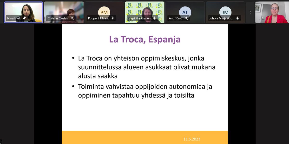 KVS_fi's tweet photo. Nina Hjelt kertoo #KaikkienMalli-webinaarissa #BildungALE-hankkeessa kerätyistä hyvistä käytännöistä, joissa toteutuu kokonaisvaltainen ja oppijalähtöinen näkökulma oppimiseen. Perustaidot voivat olla muitakin kuin akateemisia taitoja!
#perustaidot #sivistysviikko #arkisivistys https://t.co/C2PFWVNo8d