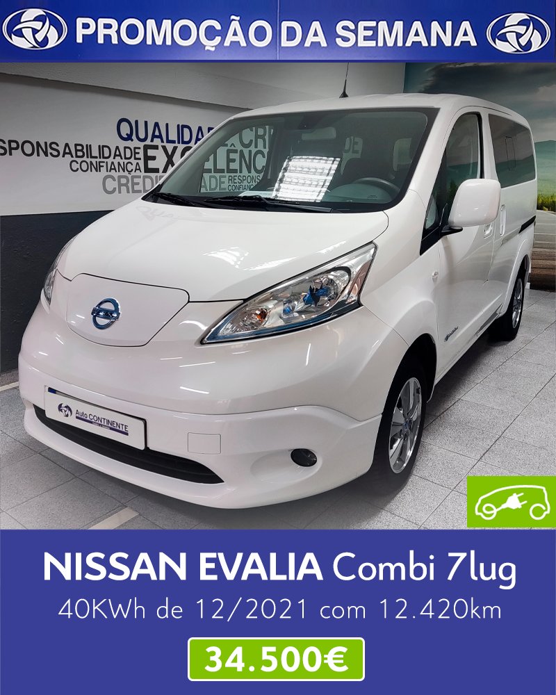 auto_benfica's tweet photo. Aproveite a promoção da semana, uma carrinha 100% elétrica, a  #Nissan NV200 Evalia Combi 7lug 40KWh 109 cv de 2021 com apenas 12.420km por 34.500€.
Peça-nos aqui uma proposta: https://t.co/KejDjdKKjk
#autocontinente #mobilidade #zeroemissoes https://t.co/dGFtDVfn7N