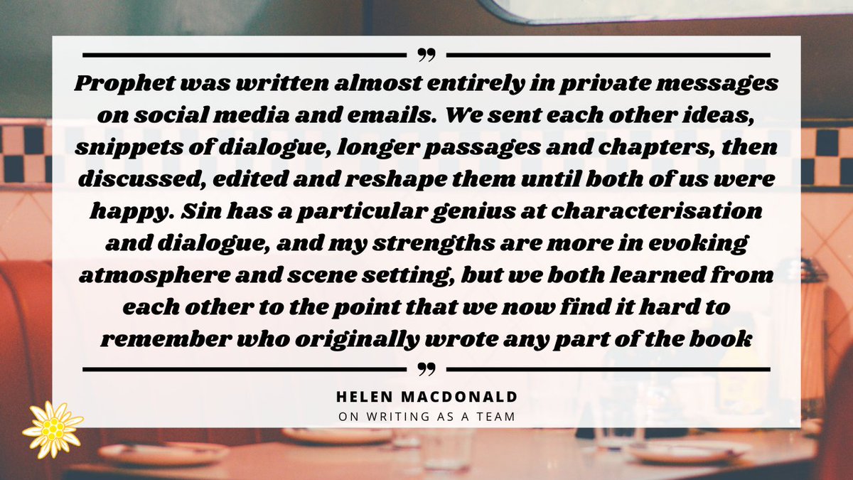 'Prophet was written almost entirely in private messages on social media and emails. We sent each other ideas, snippets of dialogue, longer passages and chapters, then discussed, edited and reshape them until both of us were happy...' abovethetreeline.com/edelvoice-hele…