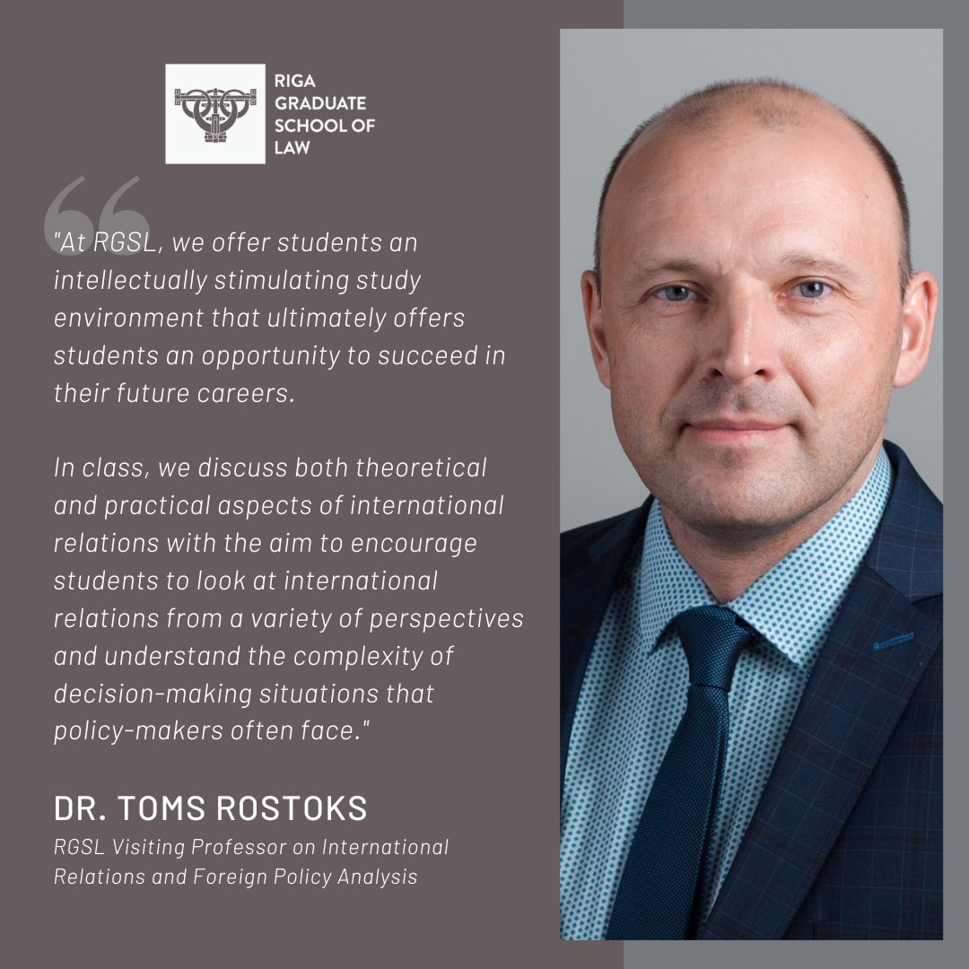 Join our Bachelor programme Law&Diplomacy Open House event online on 18 May at 16.00 and meet @RGSL_LV Visiting professor Dr. @TomsRostoks, other lecturers, students and staff members! More here: bit.ly/42pfLon