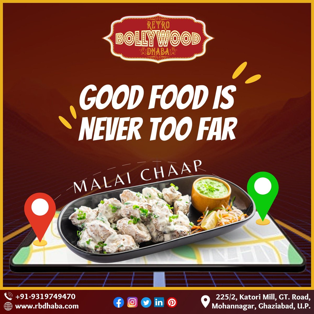 'Indulge in the creamy goodness of our Malai Chaap, a delectable fusion dish at Retro Bollywood Dhaba that will leave your taste buds wanting more!'

#RetroBollywoodDhaba #MalaiChaap #CreamyDelight #FusionFood #Foodies #FoodLovers #IndianCuisine