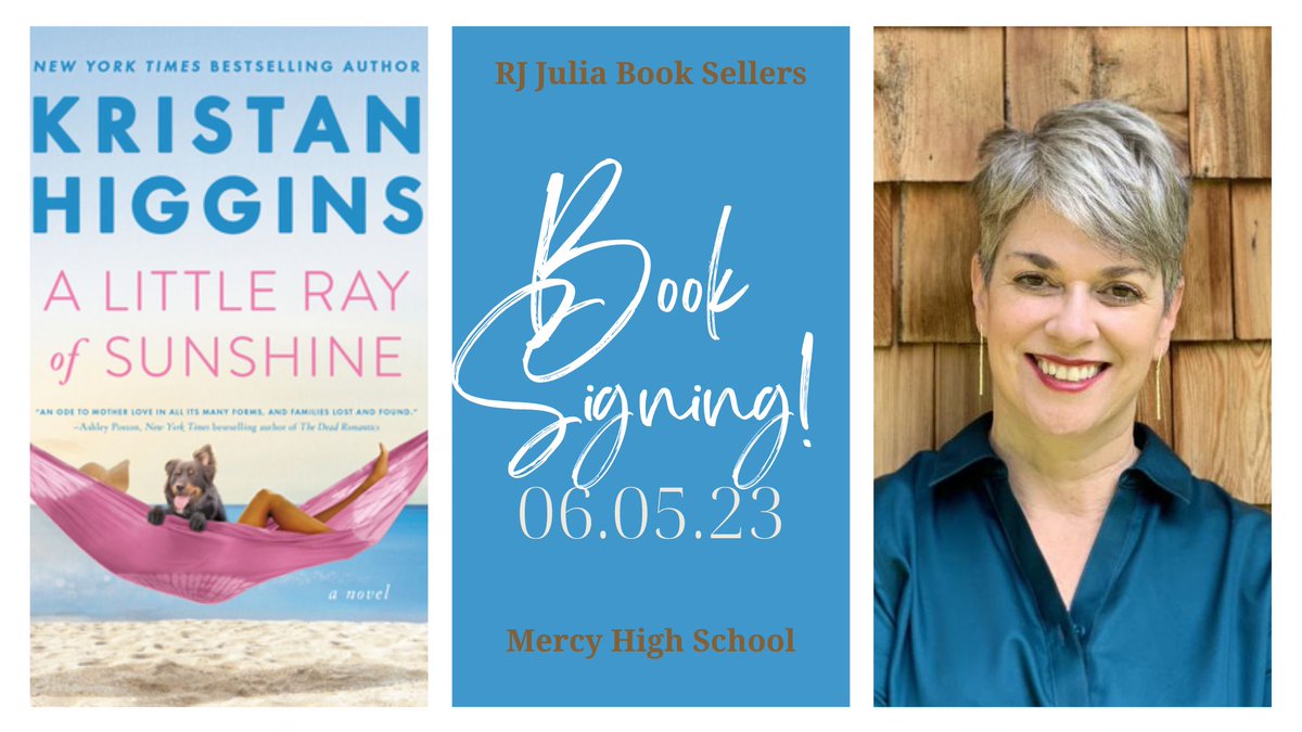 MercyMiddletown's tweet photo. Join us for a book signing event with alumna Kristan Higgins ‘83, offered in coordination with RJ Julia Independent Booksellers! We will celebrate her new novel, A Little Ray of Sunshine, with a reception, book talk and signing at Mercy.  To register: https://t.co/b7zmBctOgP https://t.co/9jAZhJ5TEM