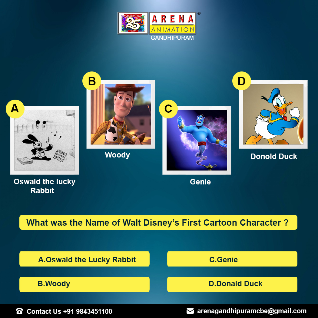 Explore the world of Animation and gain knowledge about this exciting industry by participating in our quiz. Share this with our friends too.

#ThursdayQuiz #VFX #Animation #Answers #Comments #Objects #Arena #ArenaAnimation  #Learning #Coimbatore #arenaanimationgandhipuram