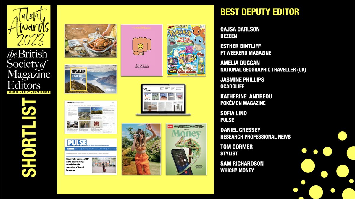 BSME (@bsmeinfo) on Twitter photo Next up, we want to give a huge round of 👏 to the following:
<a href="/estherbintliff/">Esther Bintliff</a> <a href="/FTMag/">FT Weekend Magazine</a>
<a href="/AmeliaDuggan/">Amelia Duggan</a> <a href="/NatGeoTravelUK/">National Geographic Traveller (UK)</a>
<a href="/sundaycreates/">Sunday</a>
<a href="/immediate_media/">Immediate</a>
<a href="/sofialind_Pulse/">Sofia Lind</a>
<a href="/DPCressey/">Daniel Cressey</a> <a href="/ResProfNews/">ResearchProfessionalNews</a> <a href="/ClarivateAG/">Clarivate for Academia & Government</a>
<a href="/SamRich91/">Sam Richardson</a> <a href="/WhichMoney/">Which? Money</a>
For being shortlisted for the BEST DEPUTY EDITOR! Next up, we want to give a huge round of 👏 to the following:
<a href="/estherbintliff/">Esther Bintliff</a> <a href="/FTMag/">FT Weekend Magazine</a>
<a href="/AmeliaDuggan/">Amelia Duggan</a> <a href="/NatGeoTravelUK/">National Geographic Traveller (UK)</a>
<a href="/sundaycreates/">Sunday</a>
<a href="/immediate_media/">Immediate</a>
<a href="/sofialind_Pulse/">Sofia Lind</a>
<a href="/DPCressey/">Daniel Cressey</a> <a href="/ResProfNews/">ResearchProfessionalNews</a> <a href="/ClarivateAG/">Clarivate for Academia & Government</a>
<a href="/SamRich91/">Sam Richardson</a> <a href="/WhichMoney/">Which? Money</a>
For being shortlisted for the BEST DEPUTY EDITOR!