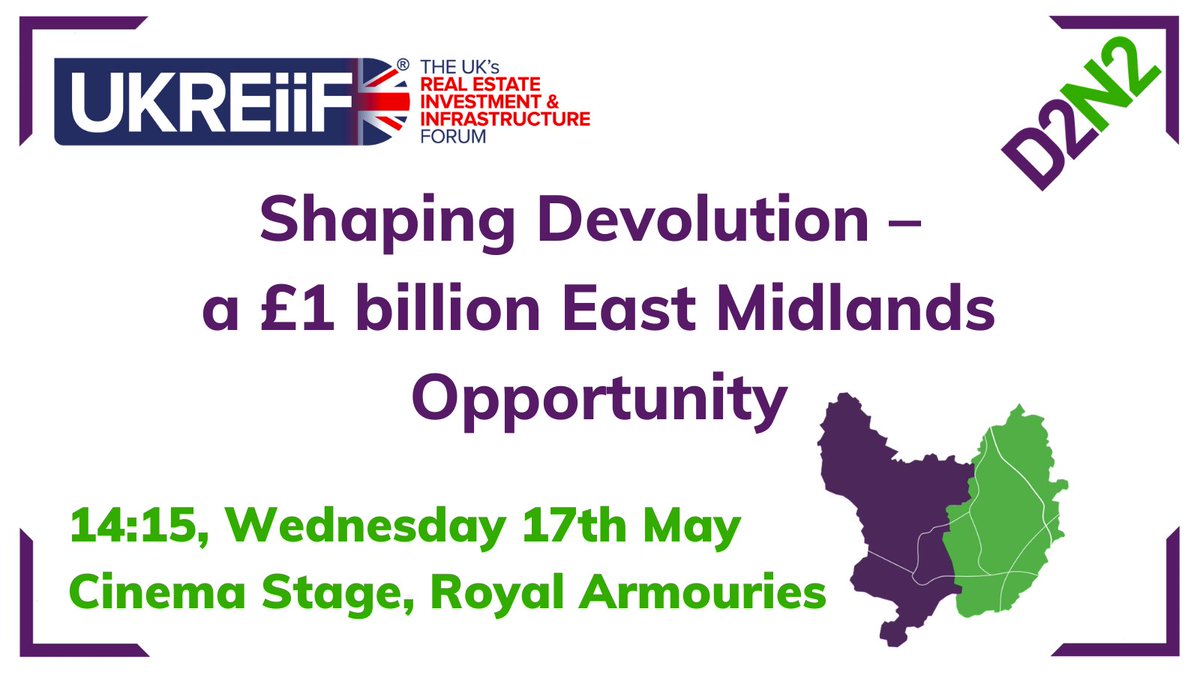 Join @D2N2LEP at UKREiiF next week to hear about the opportunities that may arise from the East Midlands Devolution deal in Nottingham, Nottinghamshire, Derby and Derbyshire.

Find out more here eventbrite.co.uk/e/shaping-devo…

#TeamNottingham #D2N2UKREiiF #UKREiiF