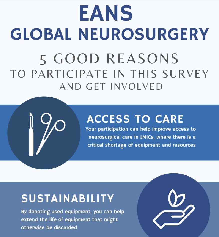 EANSonline50's tweet image. #surveytime The EANS Global and Humanitarian Neurosurgery Committee invites you to participate in a survey aimed at assessing your interest in two projects that may contribute to improving neurosurgical care in low- and middle-income countries (LMICs)!
bit.ly/3LVzNj5