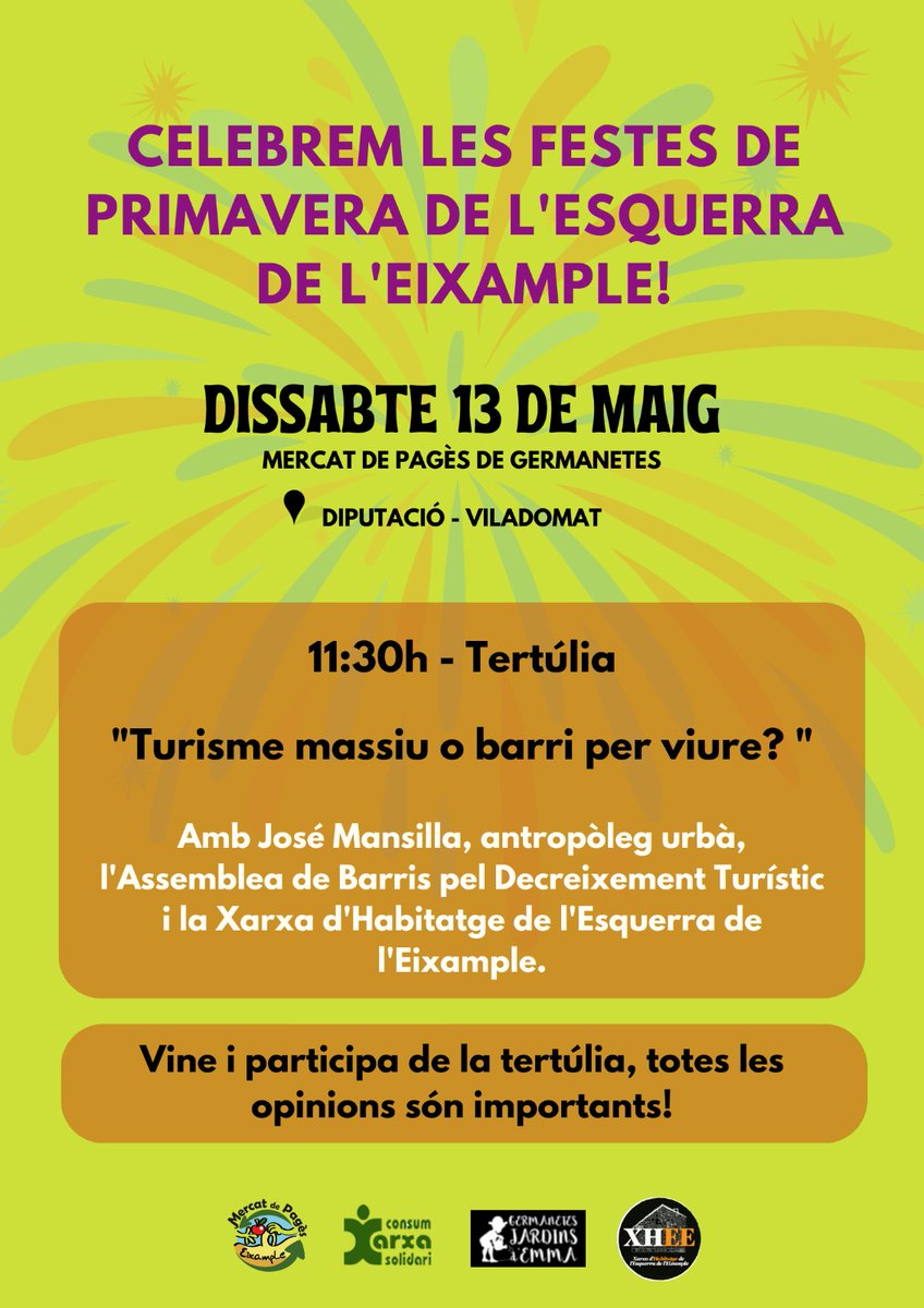 germanetes's tweet photo. @MercatDePages @gegantseixesq @EncaraEnAccio @laxixateatre @XHabitatgEE @AssBarrisDT @CJQueix @cp_linaodena @AteneuEixEsq @AVVEsqEixample @esquerdats @Bcn_Eixample @camiamic @eixrespira @EEAcull @xarxacesca I per acabar el dissabte, Dinar Popular!
👉🏽 No oblideu comprar el vostre tiquet anticipat 🥘

🤓 Per internet dijous 11 i divendres 12 a l’adreça: https://t.co/KMUYwut5qN

Presencialment a l'@AVVEsqEixample al @cp_linaodena a l'#EspaiNur o al @MercatDePages https://t.co/ketsXP5mud