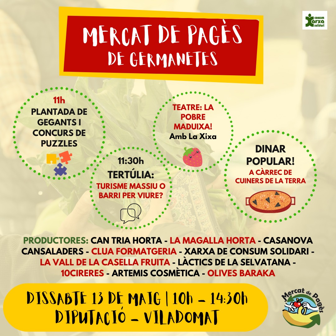 germanetes's tweet photo. @MercatDePages @gegantseixesq @EncaraEnAccio @laxixateatre @XHabitatgEE @AssBarrisDT @CJQueix @cp_linaodena @AteneuEixEsq @AVVEsqEixample @esquerdats @Bcn_Eixample @camiamic @eixrespira @EEAcull @xarxacesca I per acabar el dissabte, Dinar Popular!
👉🏽 No oblideu comprar el vostre tiquet anticipat 🥘

🤓 Per internet dijous 11 i divendres 12 a l’adreça: https://t.co/KMUYwut5qN

Presencialment a l'@AVVEsqEixample al @cp_linaodena a l'#EspaiNur o al @MercatDePages https://t.co/ketsXP5mud