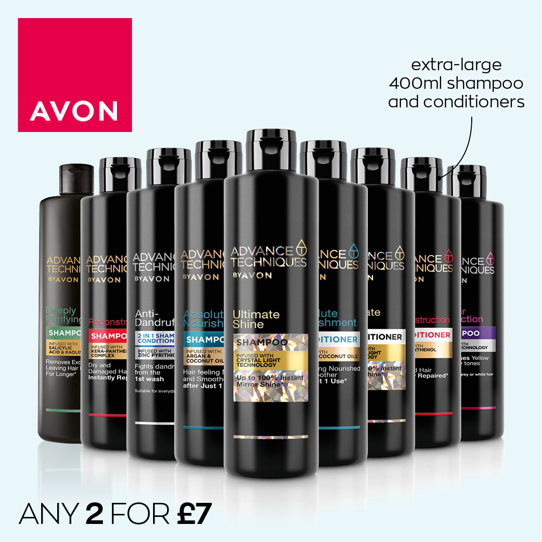 Make everyday a good hair day with our hair-mazing 2 for £7 offer! 🙌 

Mix and match with any of our 400ml shampoos and conditioners. I know what I'll be stocking up on this month...

wu.to/4zBcS5

#Haircare #Avon #AdvancedTechniques #MixAndMatch
