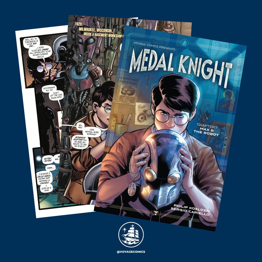 Great news! Medal Knight just arrived at our warehouse! If you pre-ordered, your copies will ship this week. Did you miss the preorder? No problem! Get your copy now at tinyurl.com/MedalKnight #voyagecomics #comics #catholiccomics #actionbible #saintmaximiliankolbe