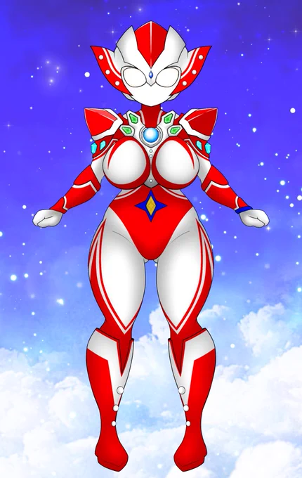 ウルトラウーマングリージョ マミーエレガント  グリージョがウルトラの母、ユリアン、ベスのウルトラメダルを使ってウルトラフュージョンした姿。 この姿になると、一時的に大人の身体へと成長する。  オリジナルウルトラフュージョンを、改めて描き直してみました。
