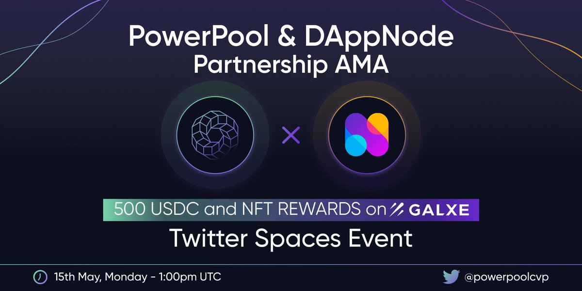 powerpoolcvp's tweet photo. We invite you to our next #AMA !
@powerpoolcvp & @DAppNode Partnership Spaces🤝

📅 15th May, 1pmUTC
🎤 https://t.co/oBKWNLFZ5u

We created a campaign for celebration with 500 $USDC and Collectible NFTs, join in here 👇
https://t.co/iN3acs25SC

We will discuss about #PowerPool Decentralized Automation Network and #DAppNode Partnership to run Keeper nodes on top of @Ethereum validators within this spaces session. 🎧

Mark your calendars, see you all! 👋

Deep Dive Digest: https://t.co/A943LRtOrj