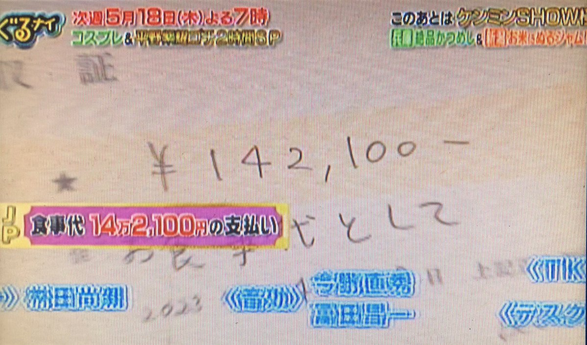 負けたら自腹ゴチになります24
南青山DESTINO51🇵🇪料理
設定金額15000円
1位盛山晋太郎-200ニアピン賞
2位小芝風花+900
3位宮野真守+1000
4位増田貴久+1500
5位岡村隆史+2200
6位矢部浩之🎁+2500
7位原口あきまさ+3300
ビリJP +10900
142100円お支払👛
おみや🎁キャロットケーキ3千×8
敬称略
#ぐるナイ