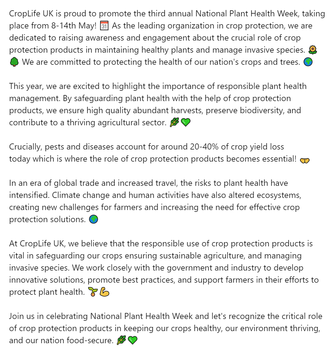 CropLifeUK's tweet photo. 🌱🌿 National Plant Health Week 🌱🌿
#NationalPlantHealthWeek #CropProtectionMatters #ProtectOurCrops #CropLifeUK https://t.co/QvTiczwt98
