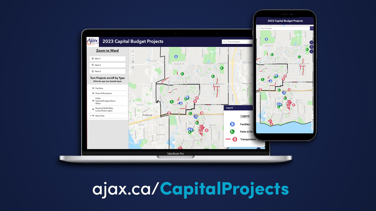 TownOfAjax's tweet photo. 🧵1/2 TOA has been recognized by the Information & Privacy Commissioner of Ontario (IPC) for our work on the 2023 Capital Projects Map, as part of the #IPCTransparencyChallenge 👏 https://t.co/YCYRSsCYqr